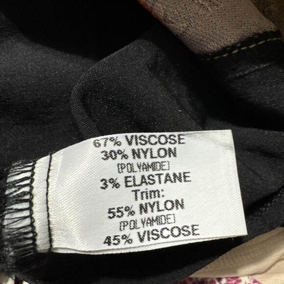 Select Cropped Tank Top Silky Floral Decor Gold Black Size 16 - Picture 4 of 6